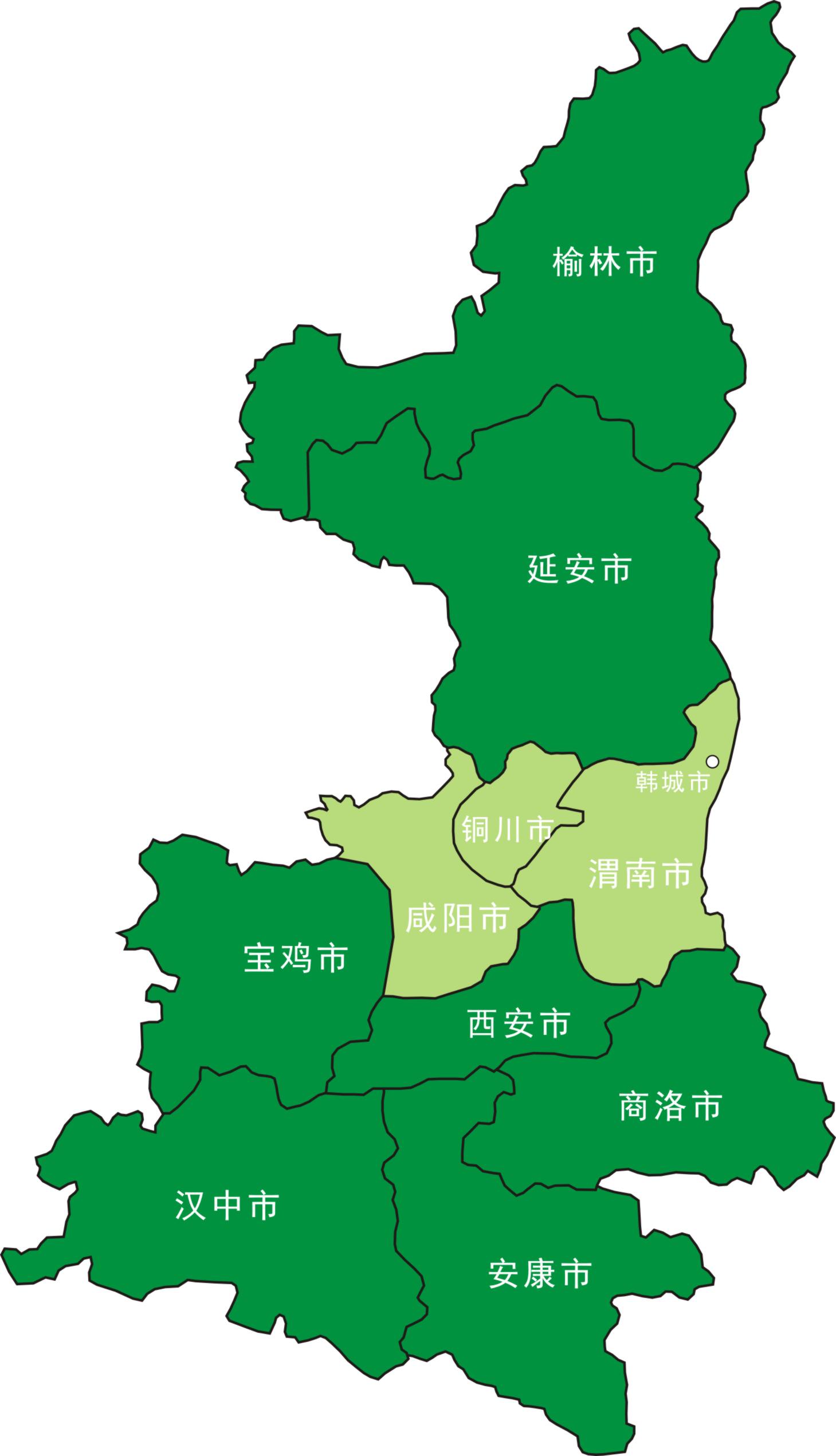陕西省已获得森林城市称号地市分布图